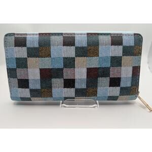 Unique Tiled Multi-Color Checkered Pattern PU Leather Womens Wallet -New